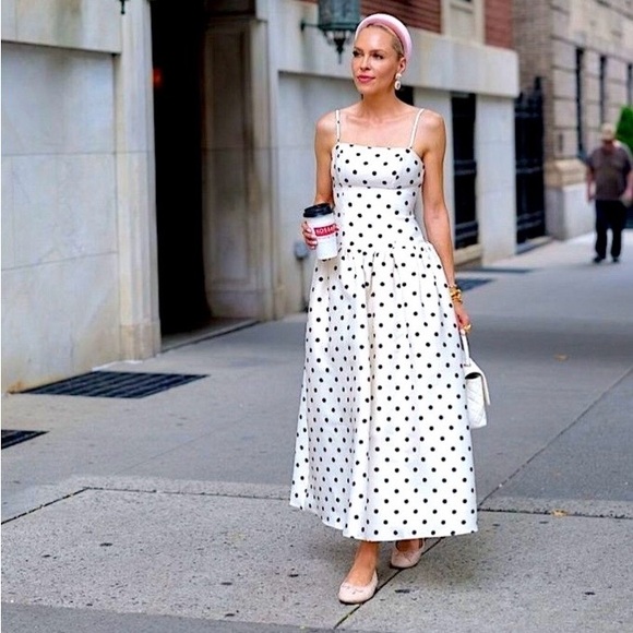 Reformation Dresses & Skirts - Reformation White Polka Dot Midi Dress w/ pockets! NWOT, size 10, LEAVING SOON